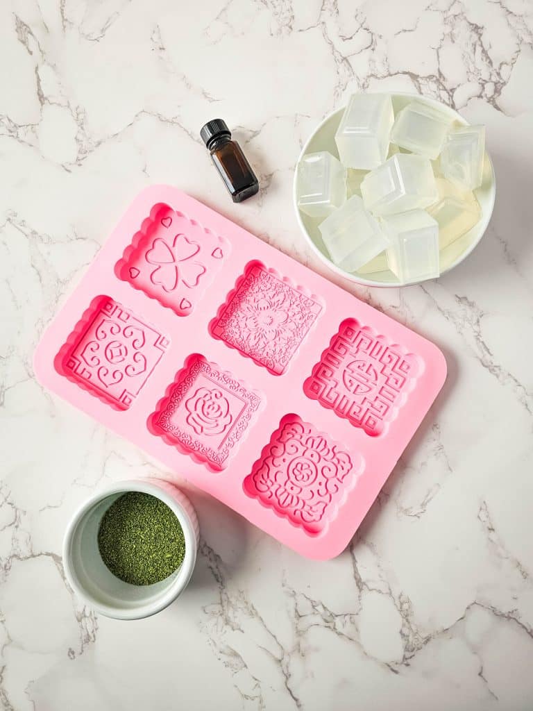supplies for green tea soap bars