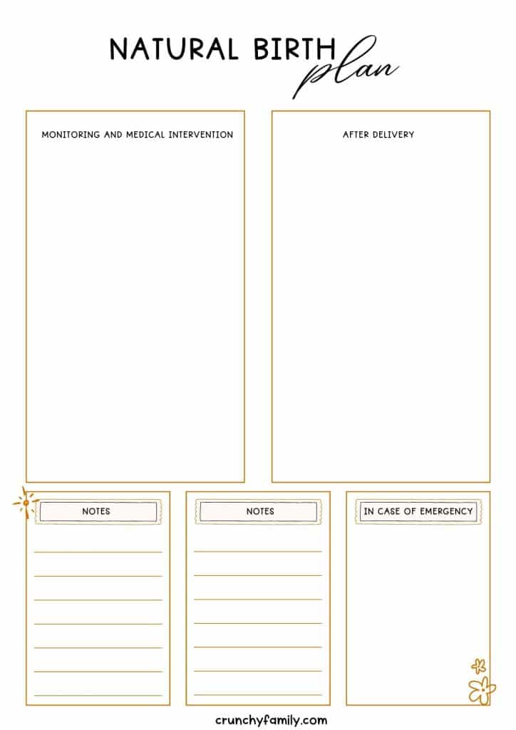 free printable birth plan template 