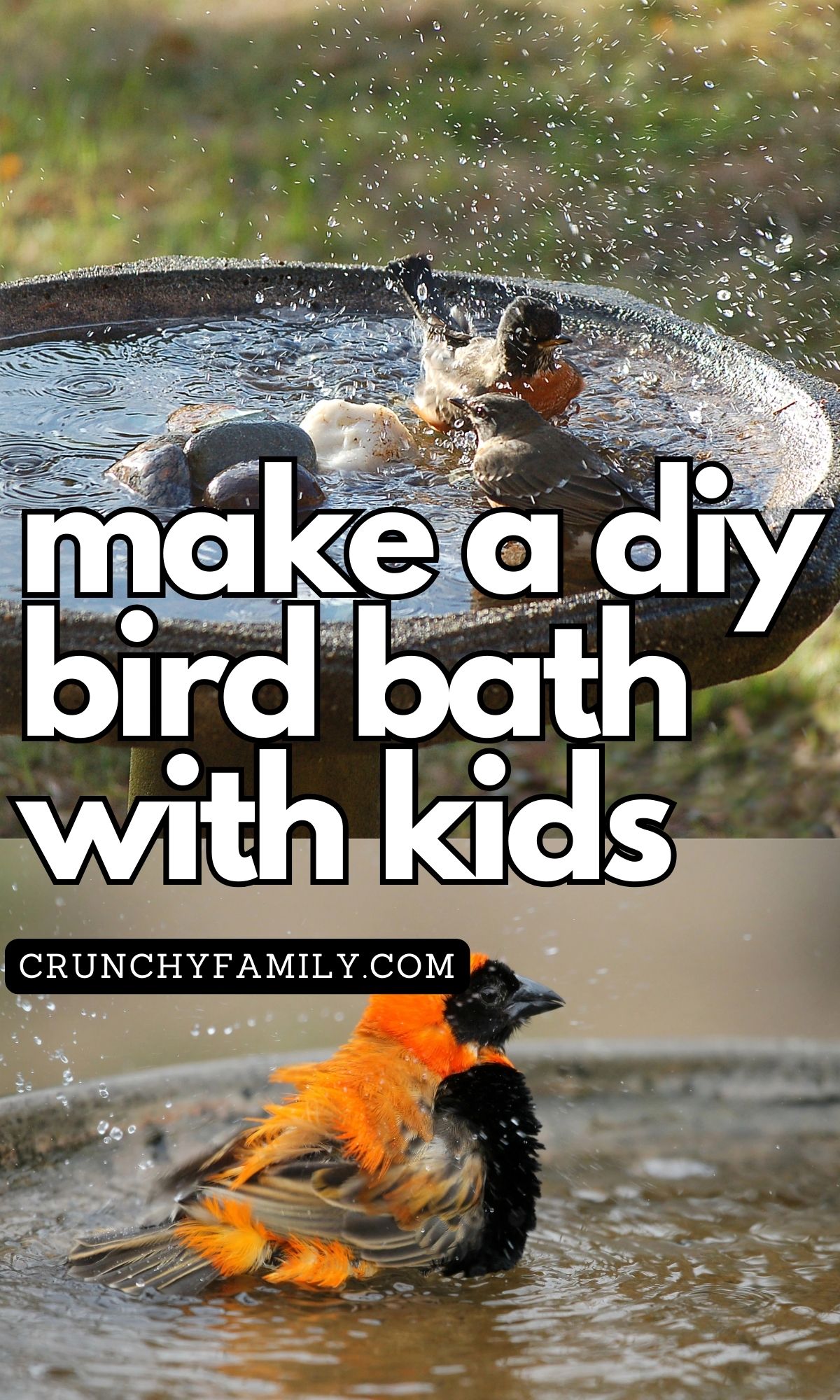 diy bird bath to make with kids in the garden