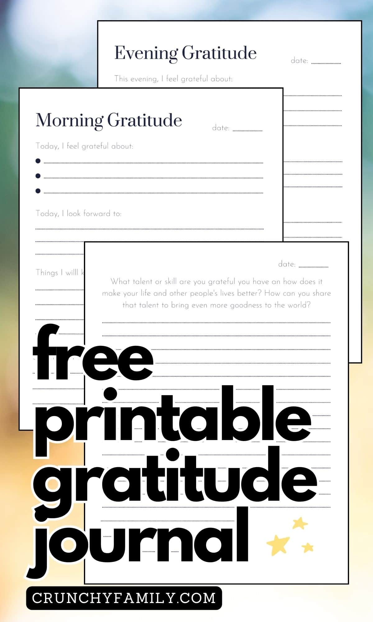 free printable gratitude journal pages