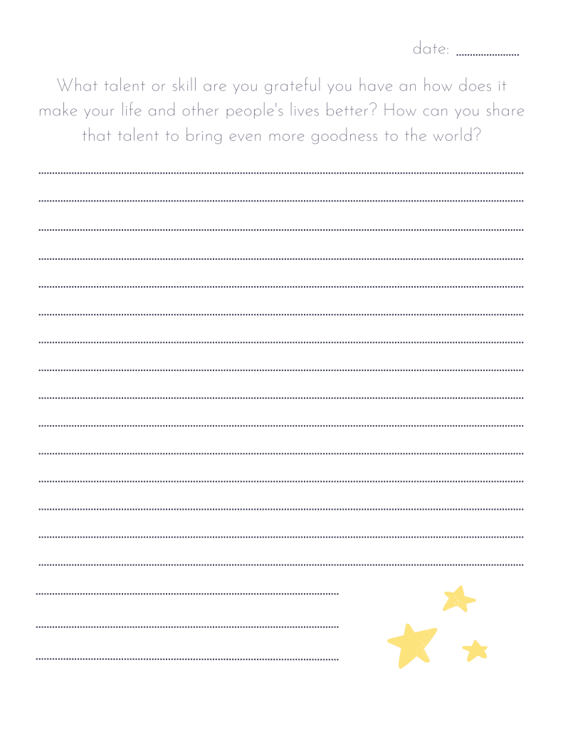 gratitude journal prompt page