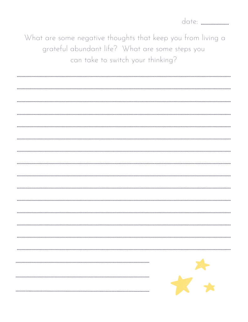 gratitude journal prompt page