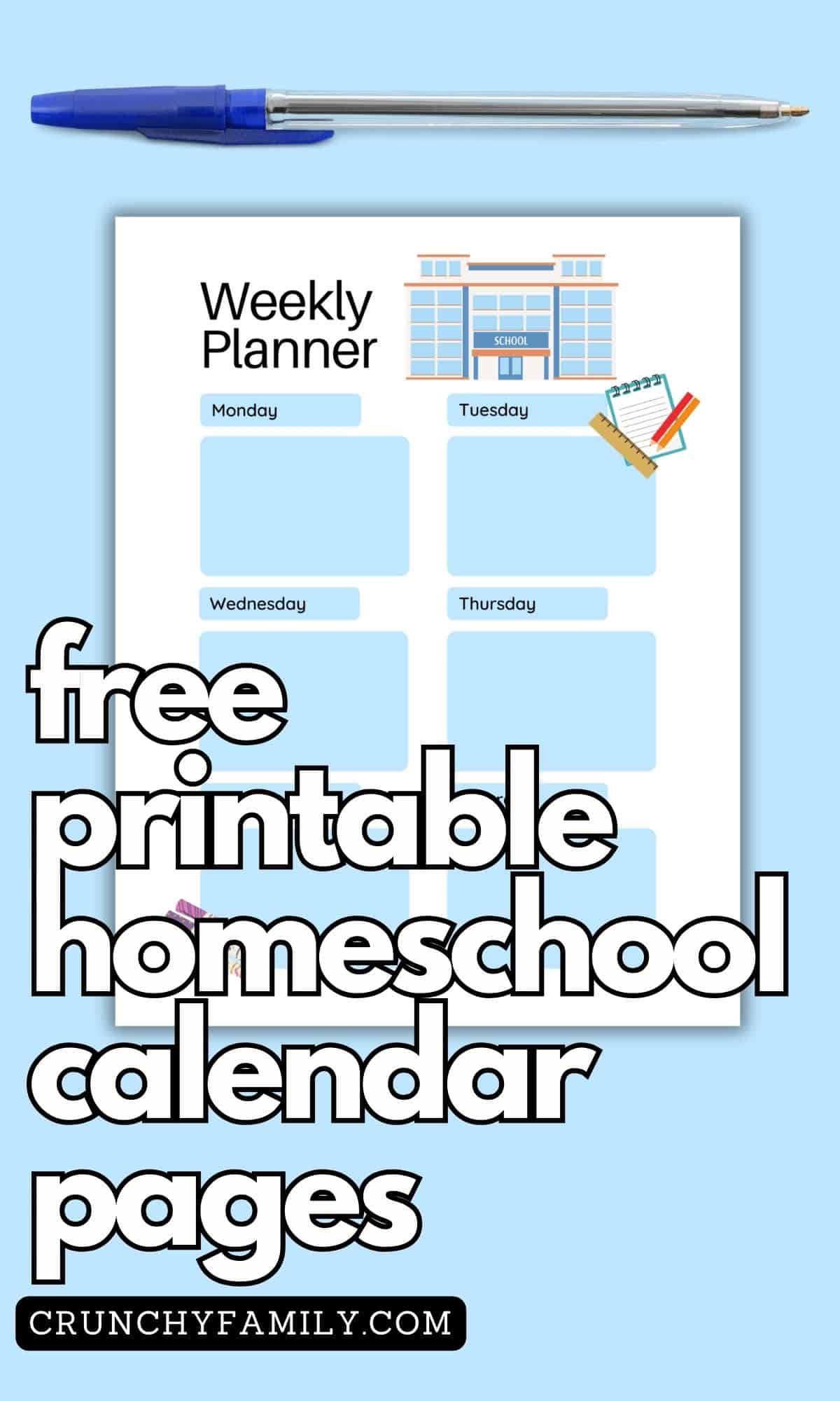free printable homeschool planner pages