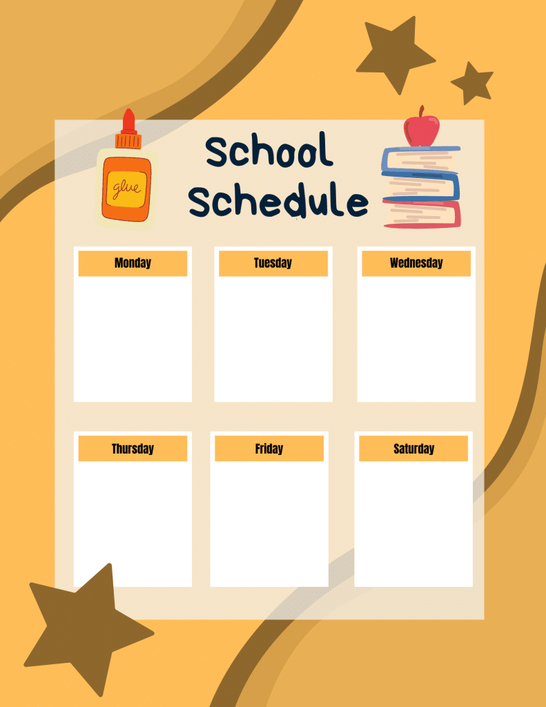 homeschool or classroom weekly planner sheet calendar page