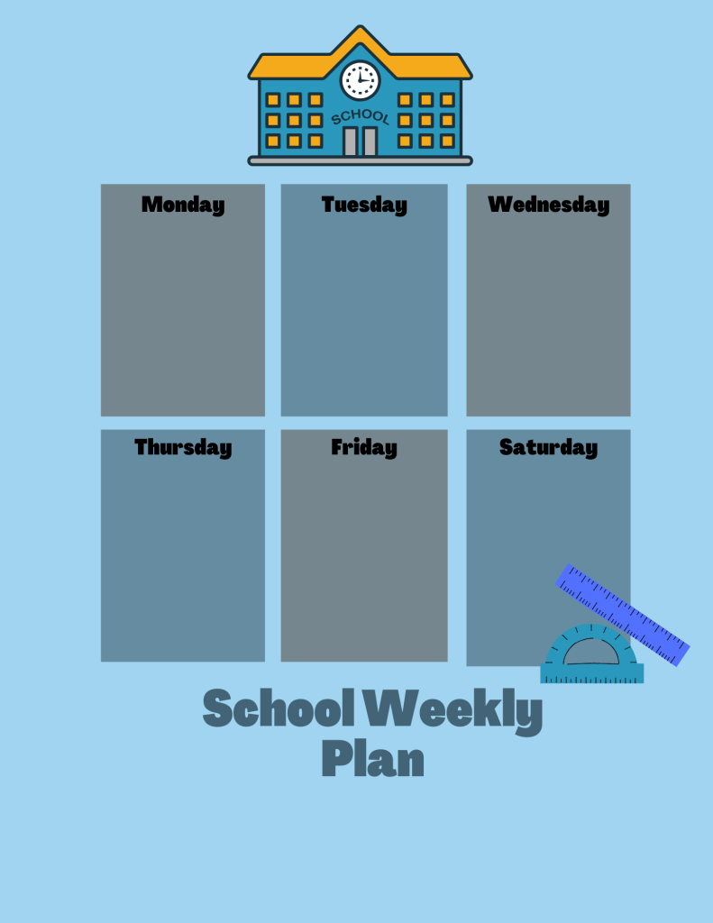 homeschool or classroom weekly planner sheet calendar page