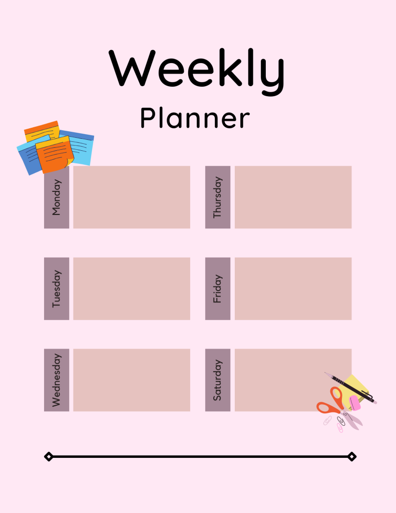 homeschool or classroom weekly planner sheet calendar page