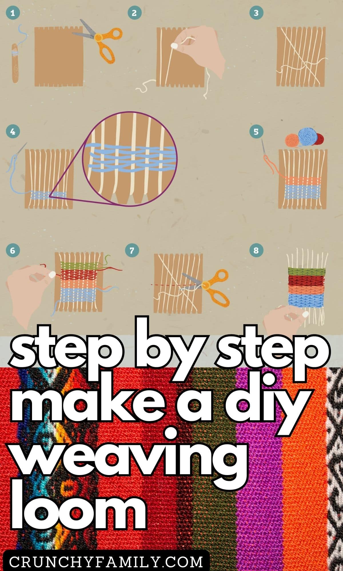 step by step how to make a diy weaving loom