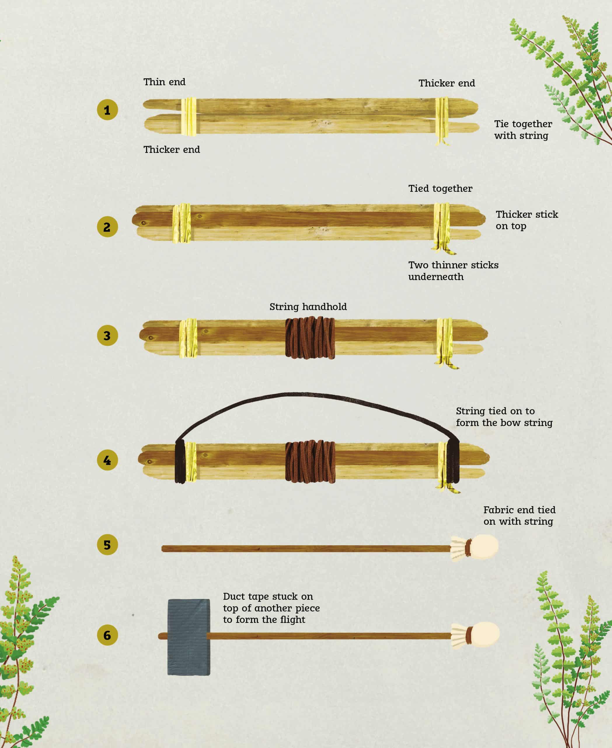 step by step diy bow and arrow from sticks