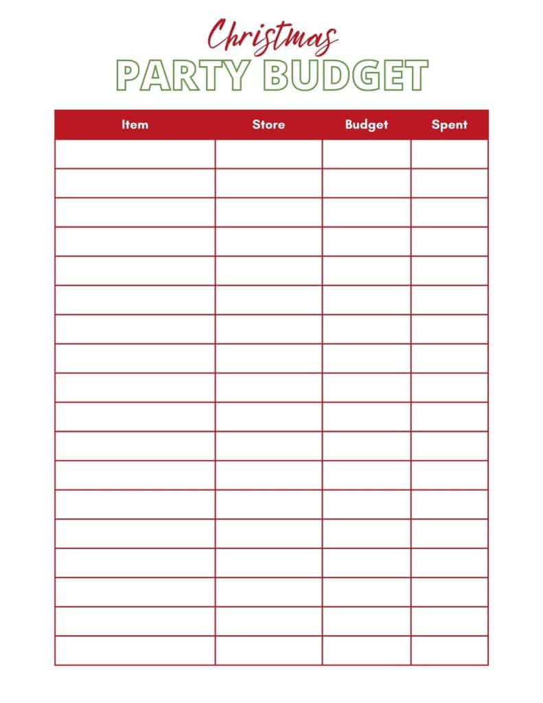 christmas party budget planner printable