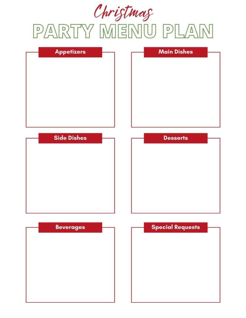 christmas party menu plan