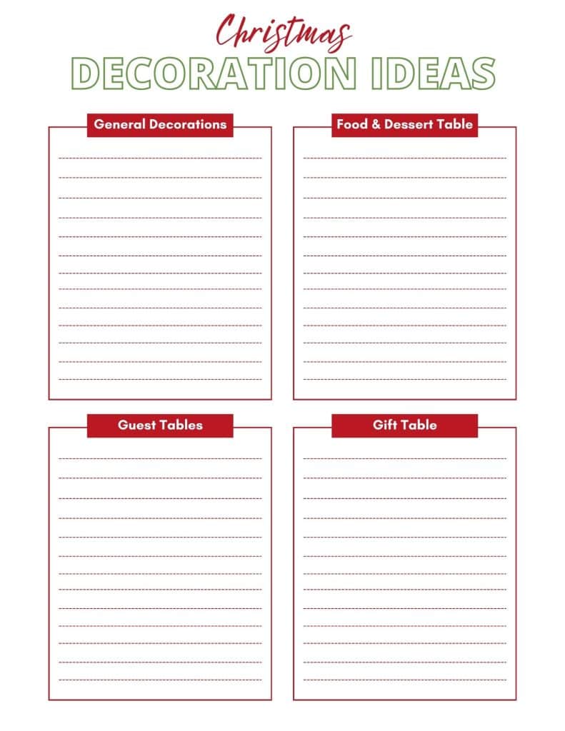 christmas decoration ideas printable page