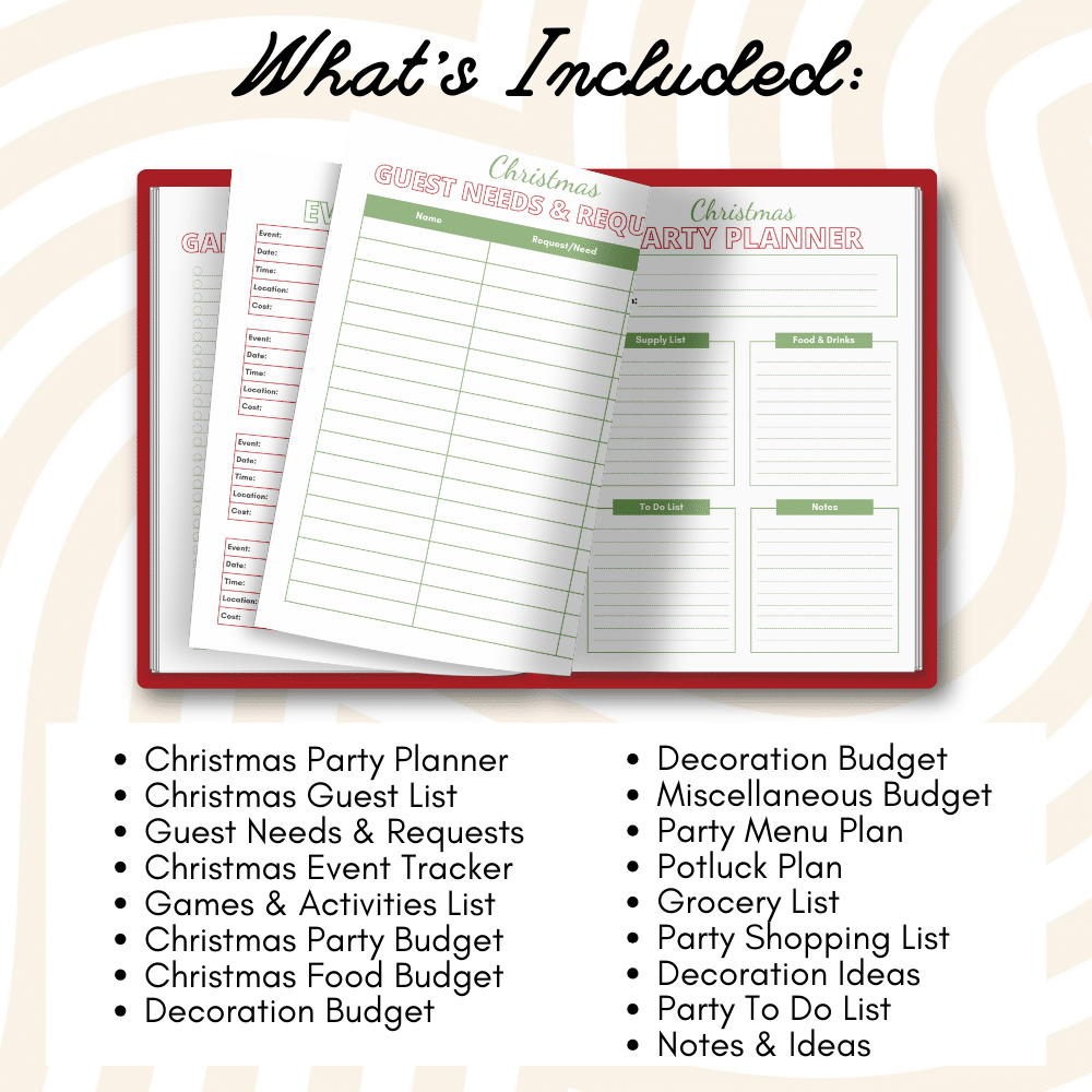 what's included in the Christmas party planner