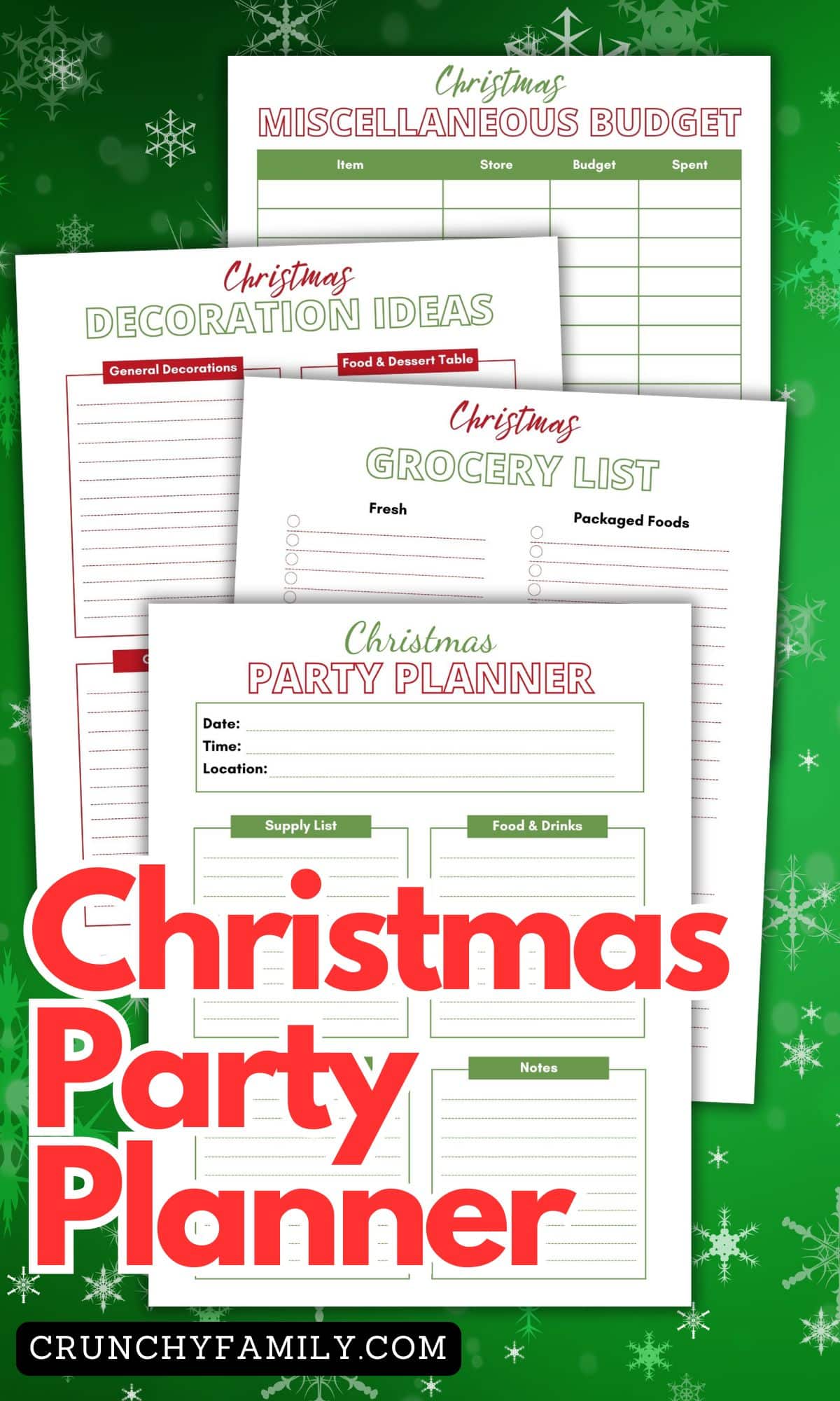 christmas printable planner pages