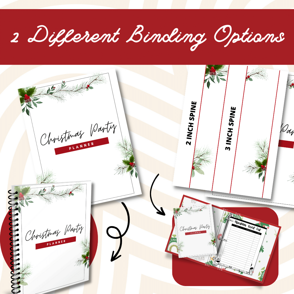 binding options for christmas party planner