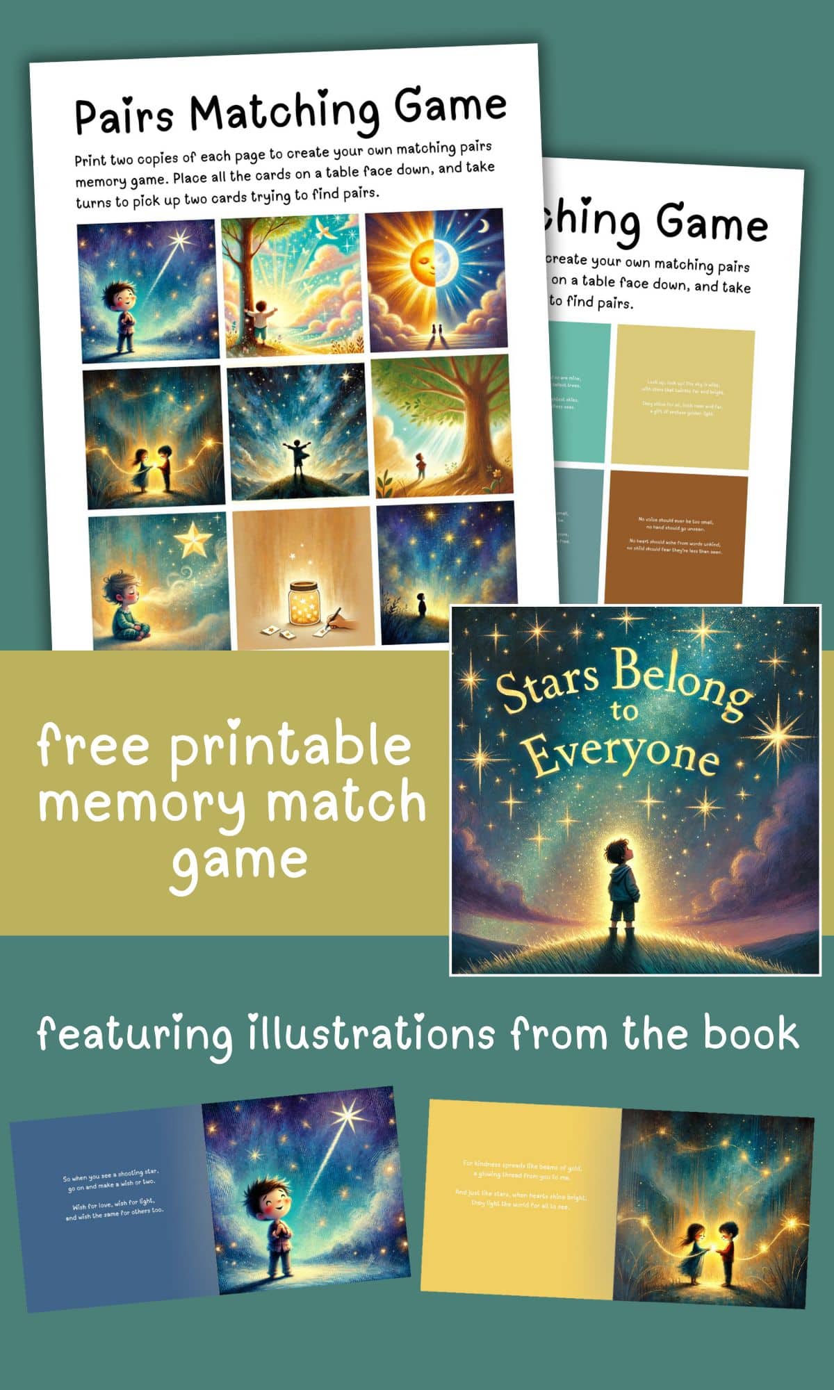free printable memory match game to go with the book stars belong to everyone
